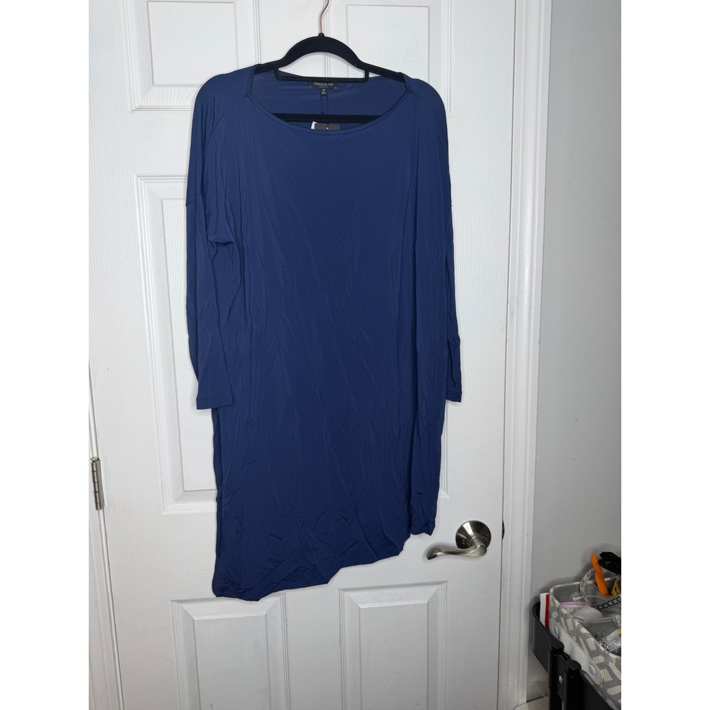 Lafayette 148 NWT Delft navy blue tunic top asymmetrical hemline size M